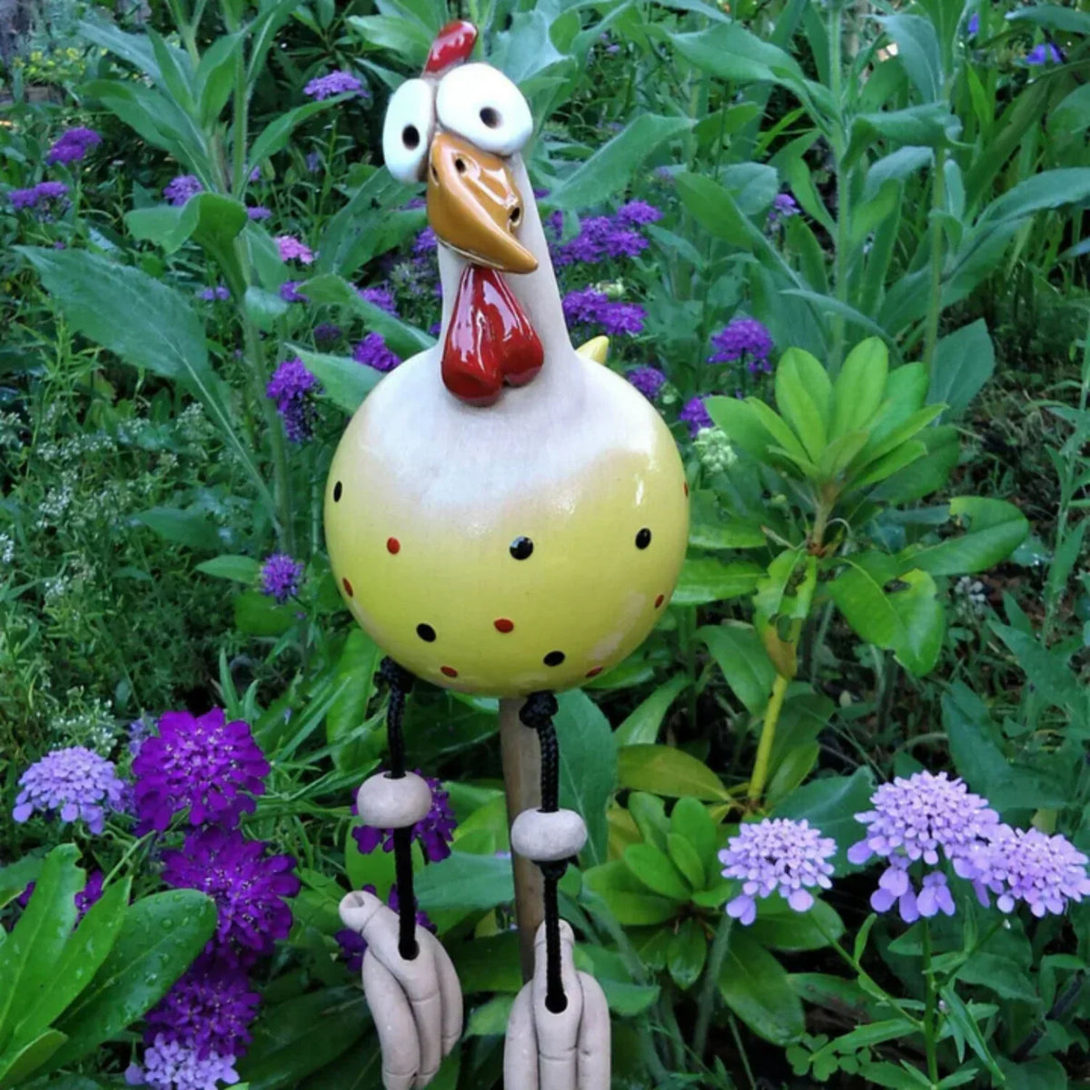 Decorazione da giardino a forma di galline giocose - Allegri accessori da esterno