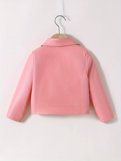 PU Leather Reversed Collar Asymmetrical Zip Jacket for Spring and Autumn - Zaira