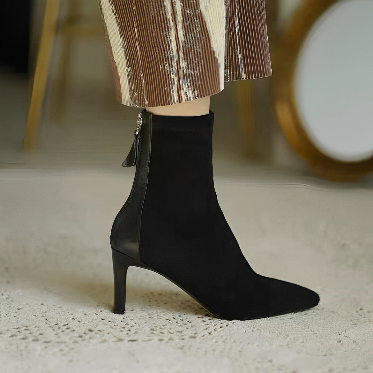 Ladies' Elegant Ankle Boots with Pointed Toe and Slim Heel