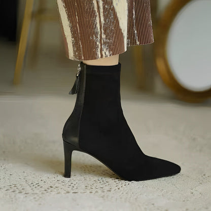 Ladies' Elegant Ankle Boots with Pointed Toe and Slim Heel