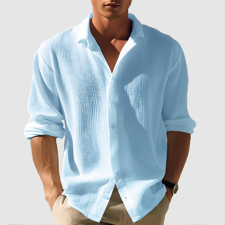 Camicia da uomo a maniche lunghe in materiale leggero e traspirante
