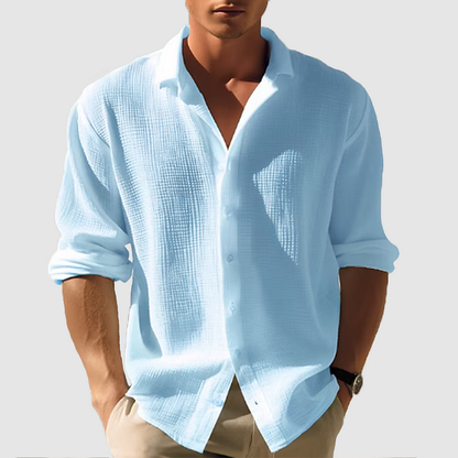 Camicia da uomo a maniche lunghe in materiale leggero e traspirante