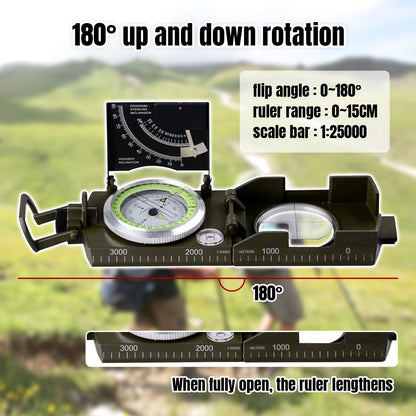 TrekGuard Military Compass – Waterproof and Illuminated for Precise Navigation