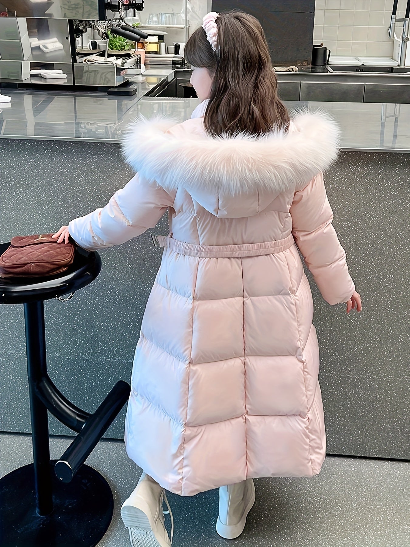 Cotton Winter Coat for Girls, Puffer Jacket with Long Sleeves and Hood - Fiona