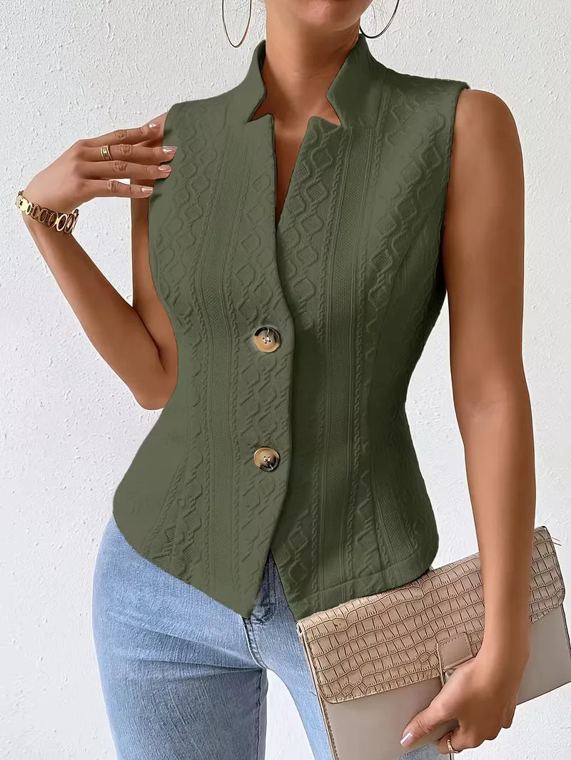 Gilet avec col en V et boutons