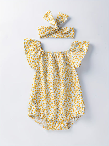 Baby romper with floral pattern – Soft cotton and comfortable