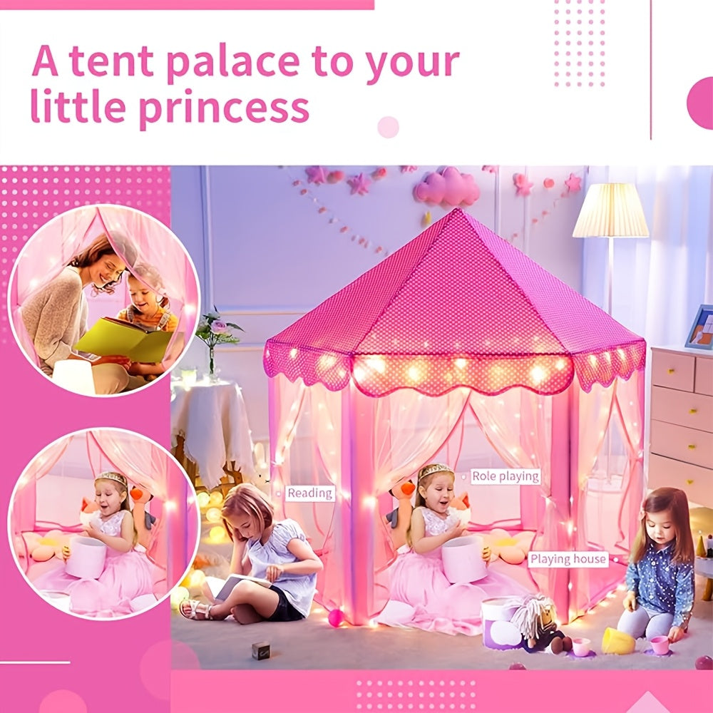 Tenda da gioco da principessa con luci a forma di stella – Perfetta per giocare in casa o all’aperto