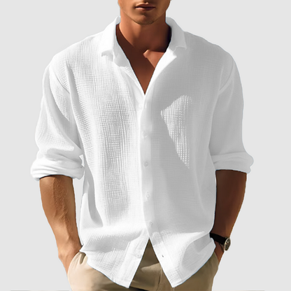 Camicia da uomo a maniche lunghe in materiale leggero e traspirante