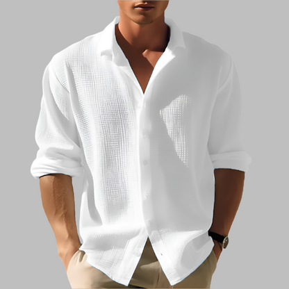 Lightweight Plain Cotton Linen Shirt for Men