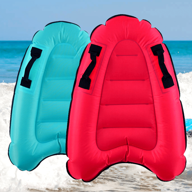Opblaasbare surfplank om mee te trappen voor het zwembad en het strand, met handgrepen