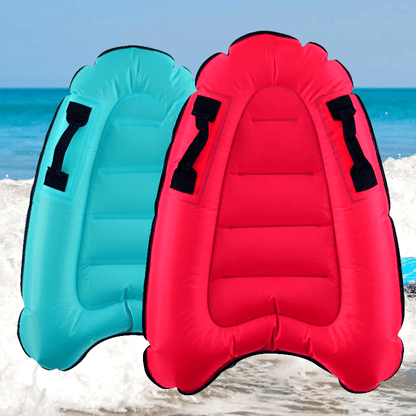 Opblaasbare surfplank om mee te trappen voor het zwembad en het strand, met handgrepen