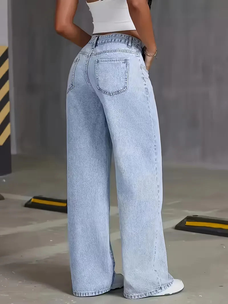 Jean à jambes larges avec taille haute