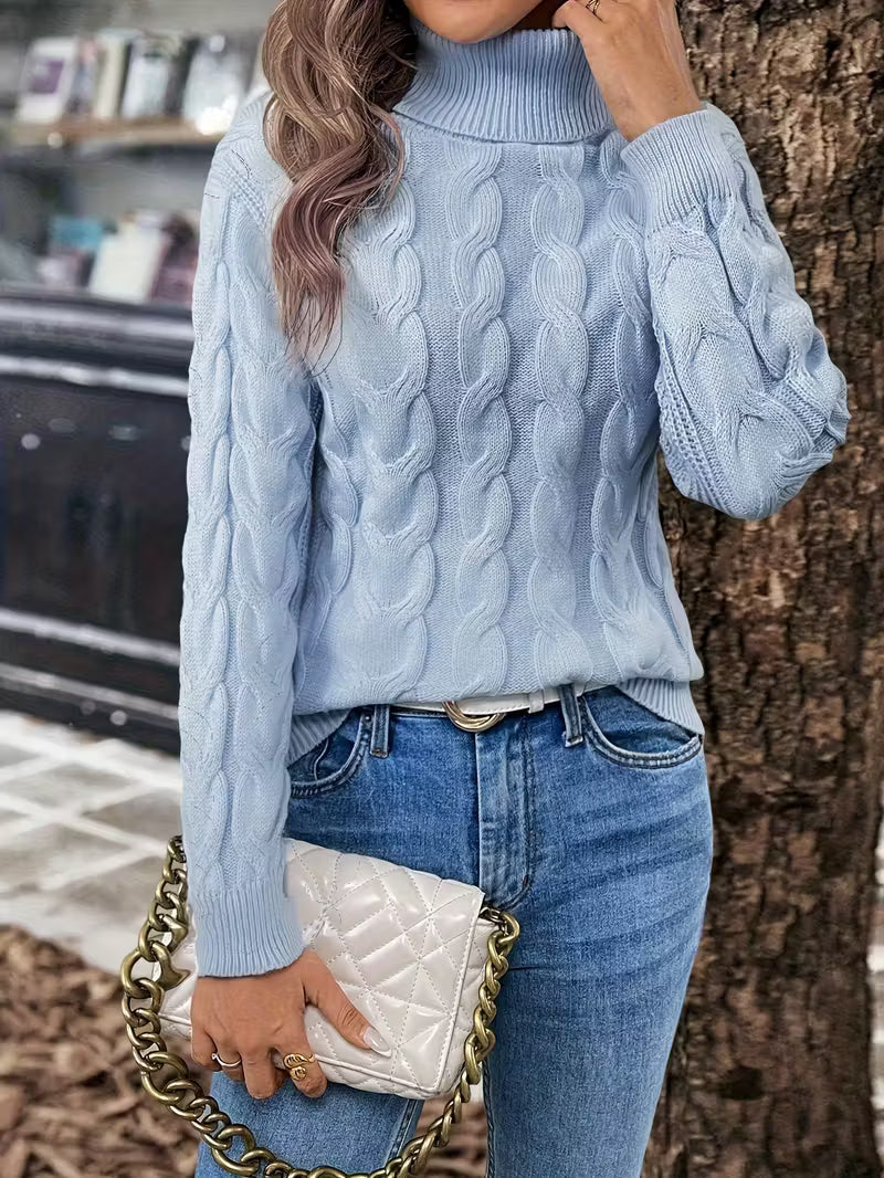 Cable Knit Women's Jumper with Collar