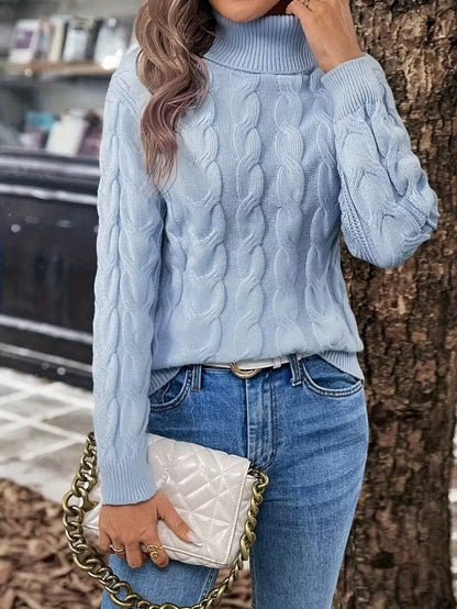 Cable Knit Women's Jumper with Collar
