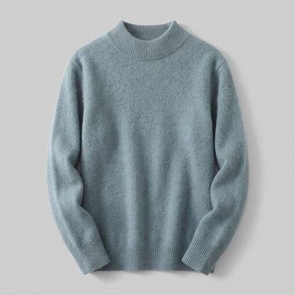 Ladies' Cosy Knitted Jumper with Stand-Up Collar and Ribbed Cuffs