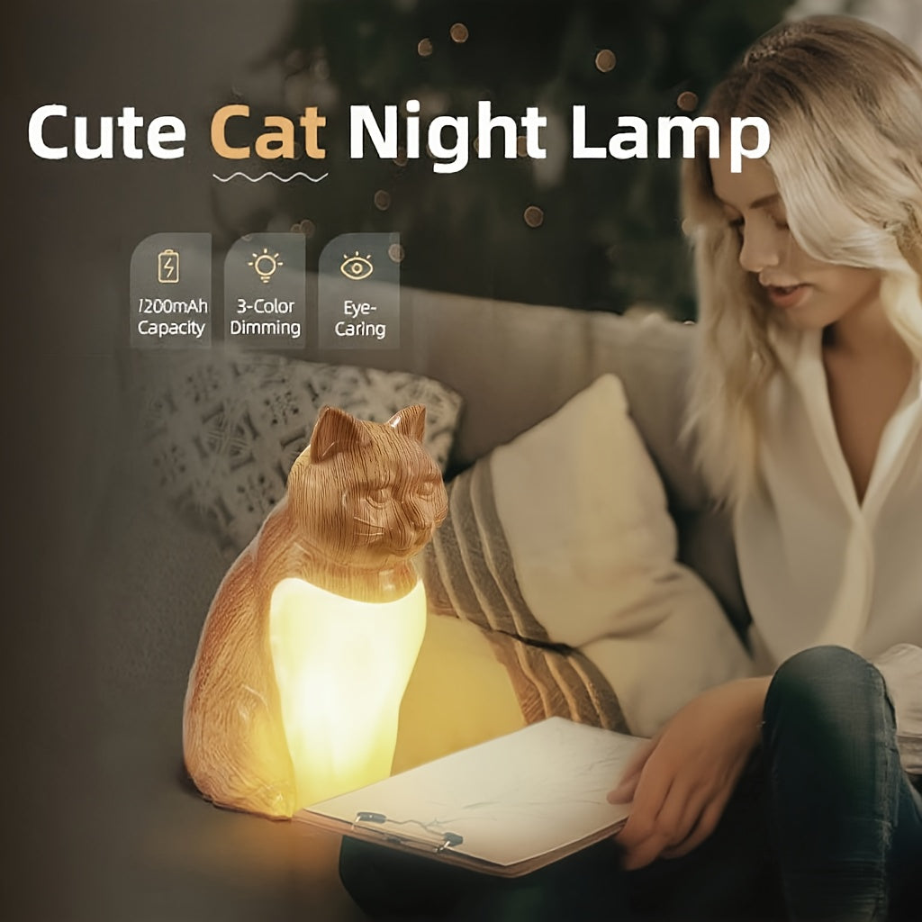 Luz nocturna decorativa para gatos con control táctil e intensidad regulable