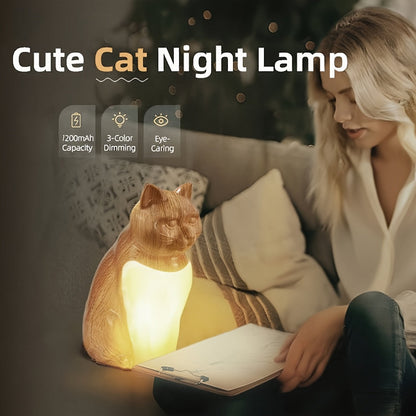 Luz nocturna decorativa para gatos con control táctil e intensidad regulable