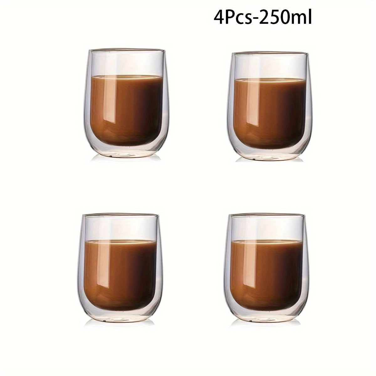 Set van 4 dubbelwandige glazen - glazen van 350ml voor warme en koude dranken