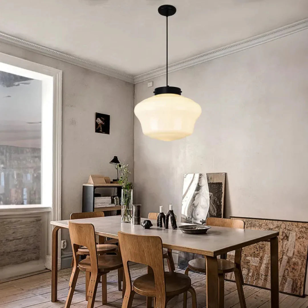 Vintage Geometric Pendant Light in Matt Glass with LED