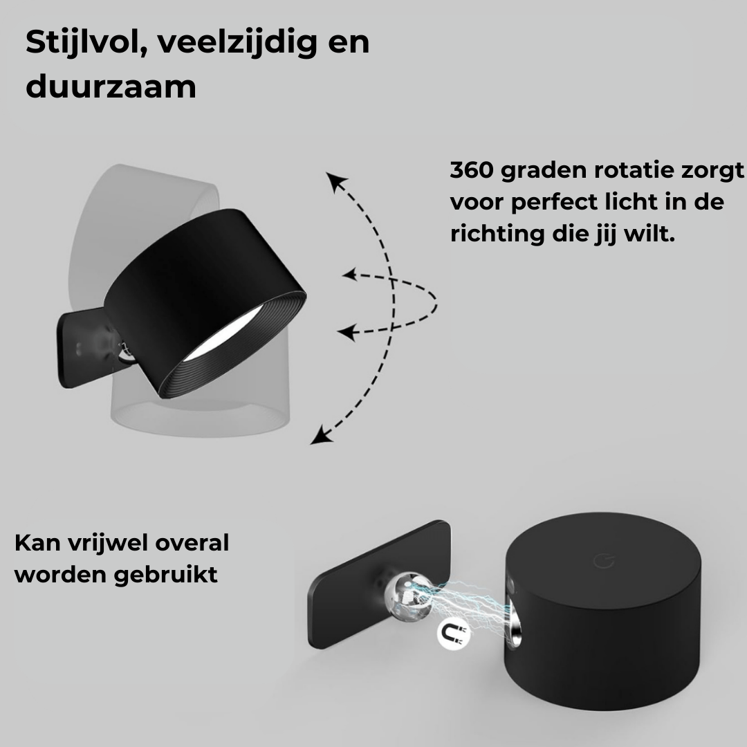 FlexiLamp - Draadloze, oplaadbare 360°-wandlamp