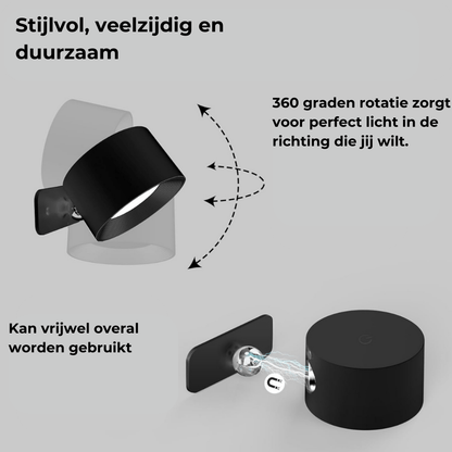 FlexiLamp - Draadloze, oplaadbare 360°-wandlamp
