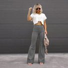 Pantalones acampanados de talle alto para mujer