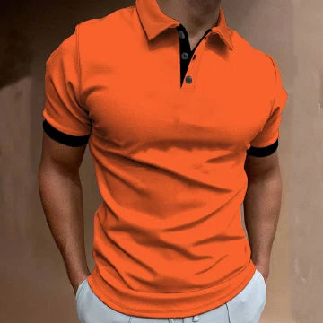 Orange Polo Shirt with Contrasting Finish for Men