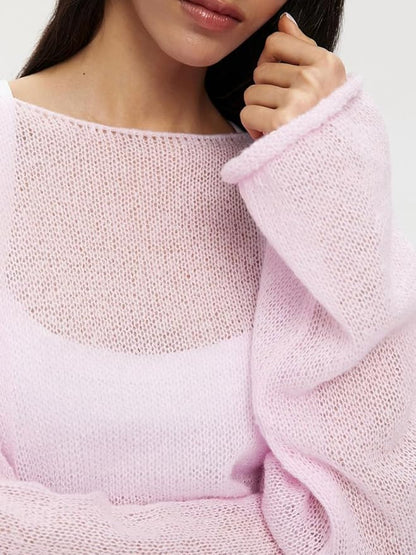 Ladies' Airy Fine Knit Jumper with Wide Sleeves