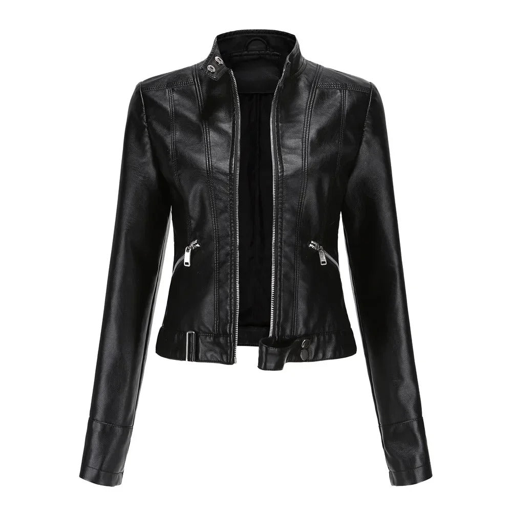 Leather Ladies Jacket with Pockets - Sanda