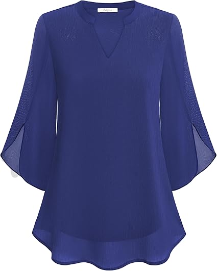 Elegant Ladies' Blouse with 3/4 Butterfly Sleeves and V-Neck