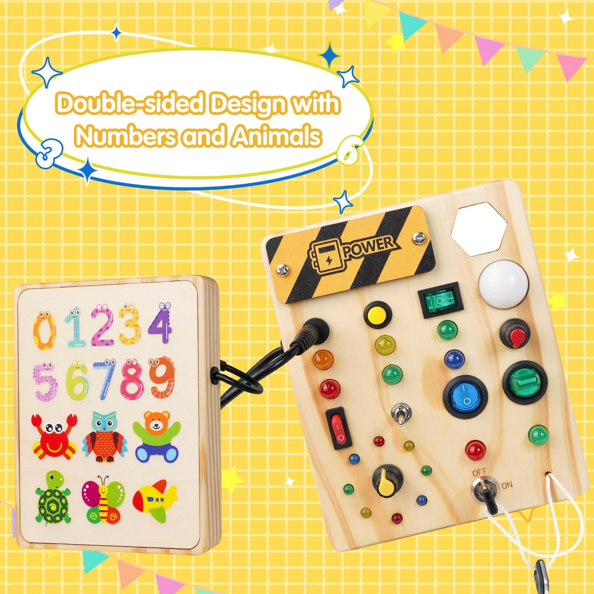 Tablero Montessori con clavijas para bebés - Descubrimiento creativo con luz