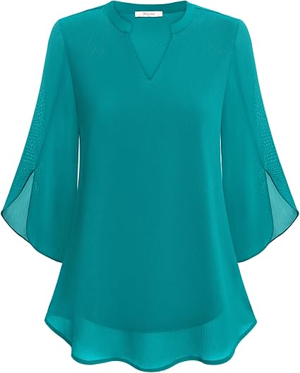 Elegant Ladies' Blouse with 3/4 Butterfly Sleeves and V-Neck