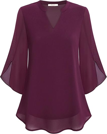 Elegant Ladies' Blouse with 3/4 Butterfly Sleeves and V-Neck