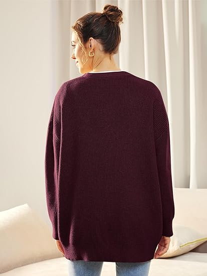 Oversized women's cardigan with V-neck and button closure - Aleen