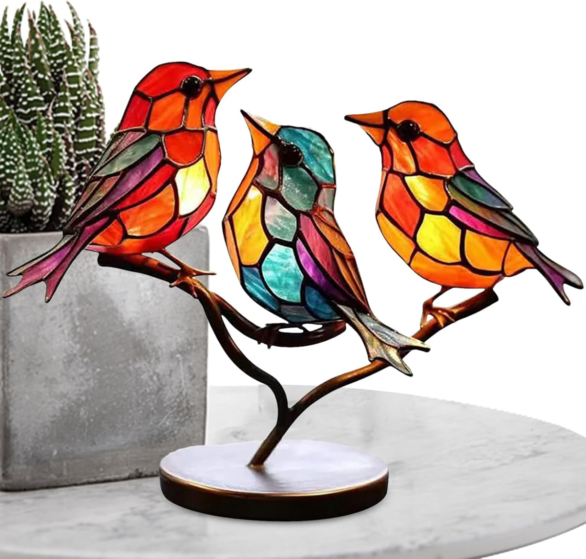 Moderne Vogeldekoration aus Acryl mit farbigem Glasdesign – künstlerisches Ornament