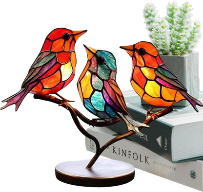 Moderne Vogeldekoration aus Acryl mit farbigem Glasdesign – künstlerisches Ornament