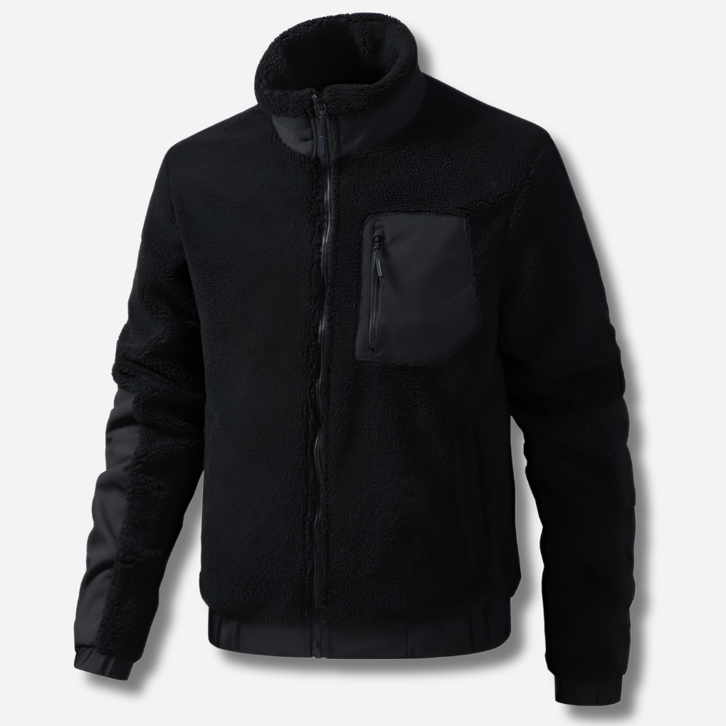 Men's Outdoor Fleece Jacket with Zip and Reinforced Details