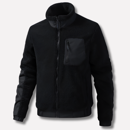 Men's Outdoor Fleece Jacket with Zip and Reinforced Details