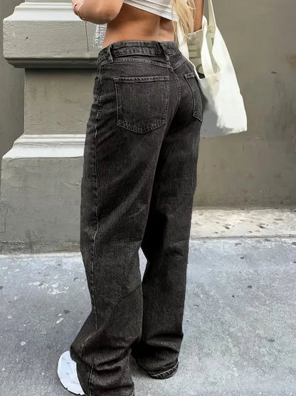 Jean droit taille mi-haute