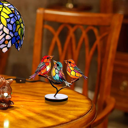 Moderne Vogeldekoration aus Acryl mit farbigem Glasdesign – künstlerisches Ornament