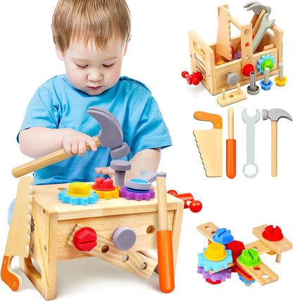 Wooden Toddler Tool Set - Creative Play Fun - Unique Toolbox