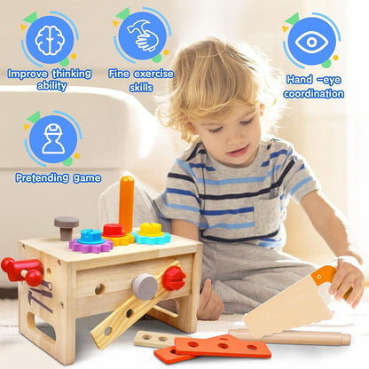 Wooden Toddler Tool Set - Creative Play Fun - Unique Toolbox