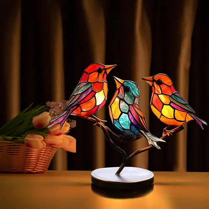 Moderne Vogeldekoration aus Acryl mit farbigem Glasdesign – künstlerisches Ornament