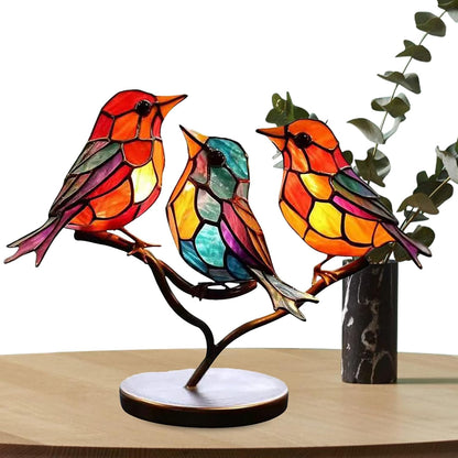 Moderne Vogeldekoration aus Acryl mit farbigem Glasdesign – künstlerisches Ornament