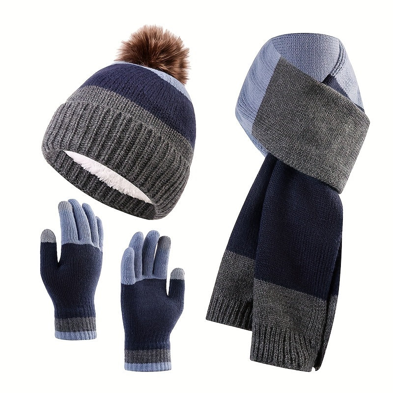 Set invernale alla moda - Berretto, sciarpa e guanti per le giornate fredde