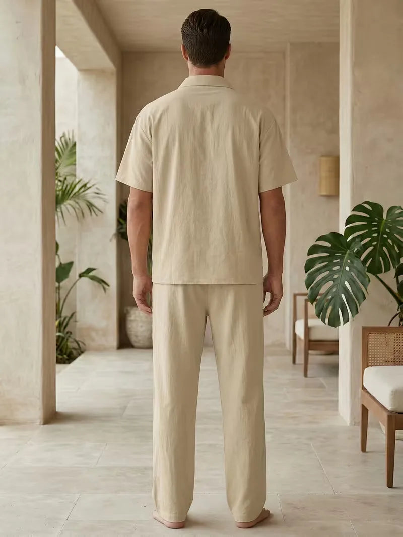 Chemise à manches courtes avec pantalon long