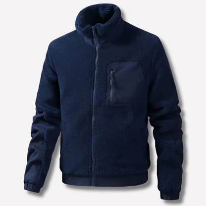 Men's Outdoor Fleece Jacket with Zip and Reinforced Details