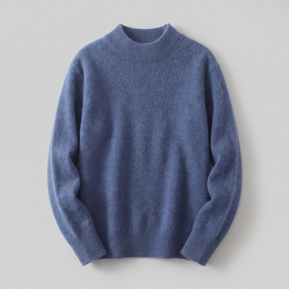 Ladies' Cosy Knitted Jumper with Stand-Up Collar and Ribbed Cuffs