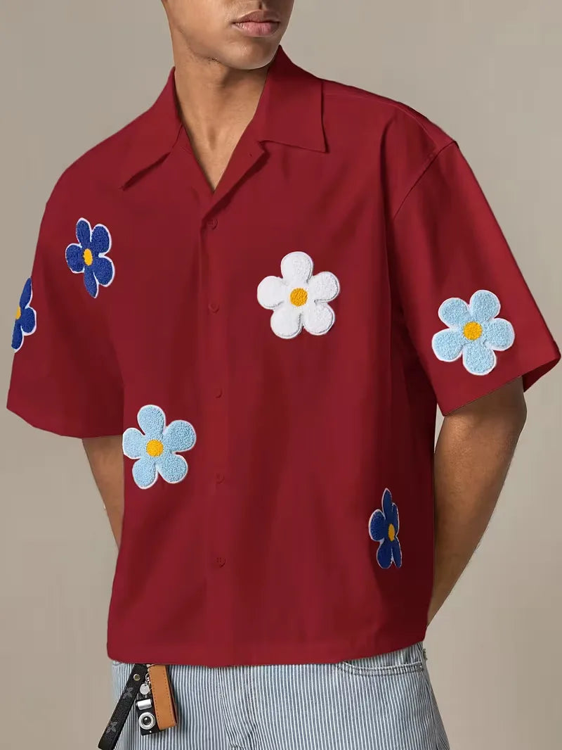 Chemise à manches courtes avec fleurs