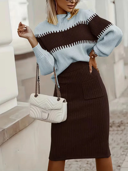 Ensemble deux pièces avec texture côtelée